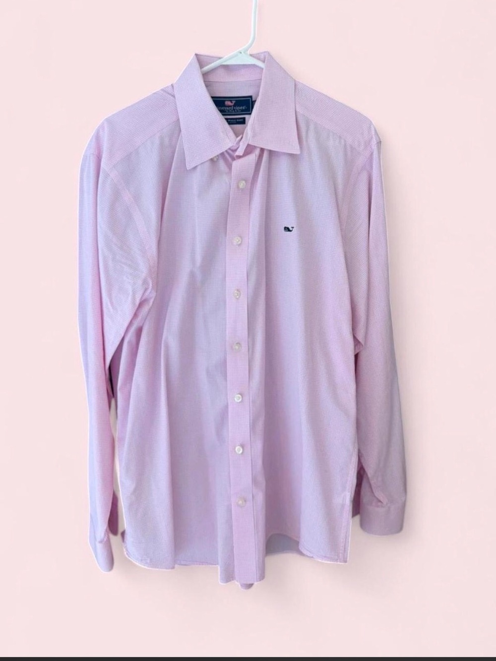 Vineyard Vines Slim Fit Whale Shirt Mens Large Pink Checker Button Up